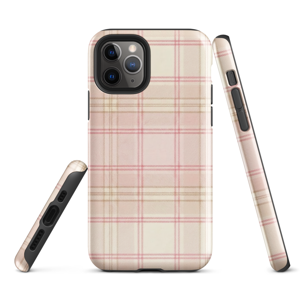 Pink & Cream Plaid Coquette Print Tough Case for iPhone®