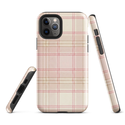 Pink & Cream Plaid Coquette Print Tough Case for iPhone®