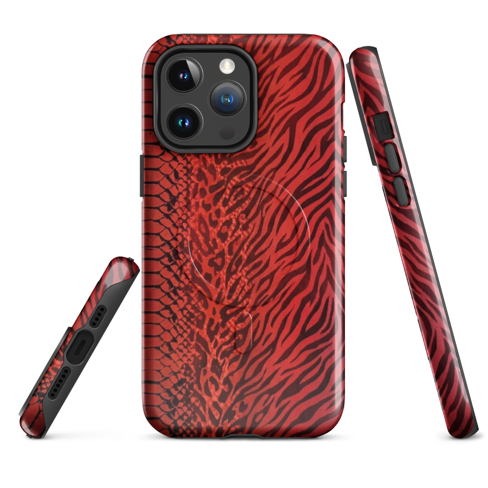 Red Zebra Snake & Leopard Print MagSafe Tough Case for iPhone®
