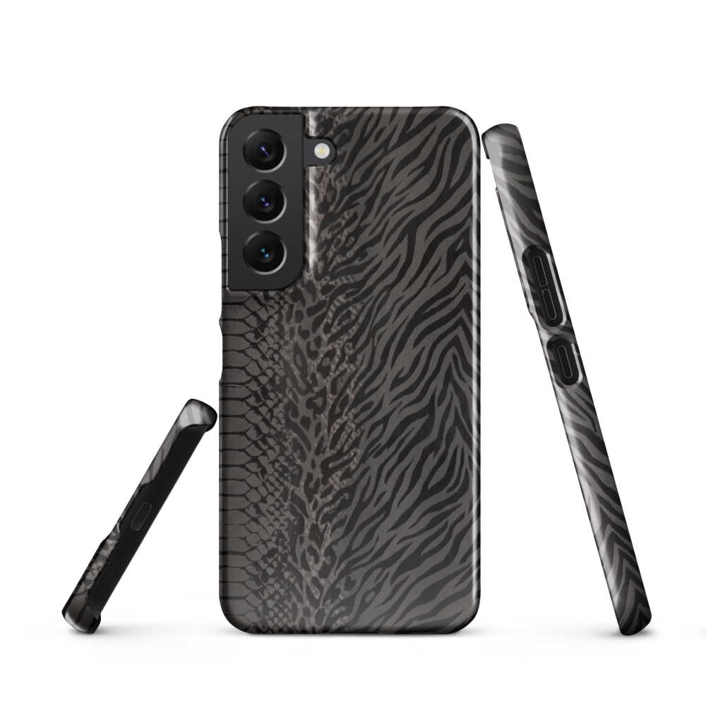 Dark Gray Snake Skin & Leopard Print Snap Case for Samsung