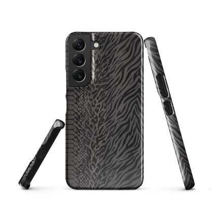 Dark Gray Snake Skin & Leopard Print Snap Case for Samsung