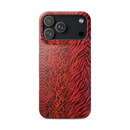 Red Zebra Snake & Leopard Print Snap Case for iPhone