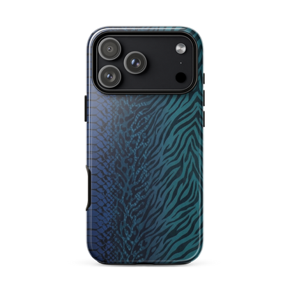 Blue & Teal Snake Skin Zebra & Leopard Print Tough Case for iPhone®