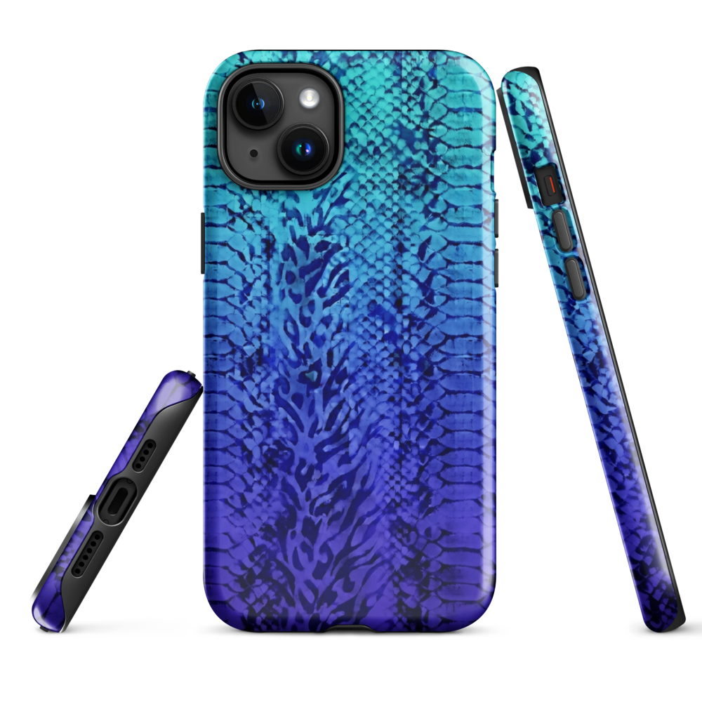 Vibrant Blue Snake & Leopard Print Tough Case for iPhone®