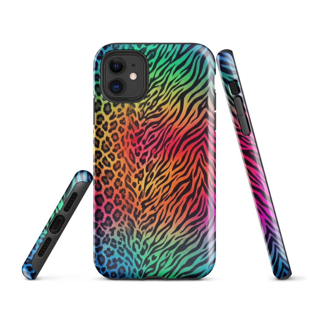 Vibrant Rainbow Zebra & Leopard Print Tough Case for iPhone®