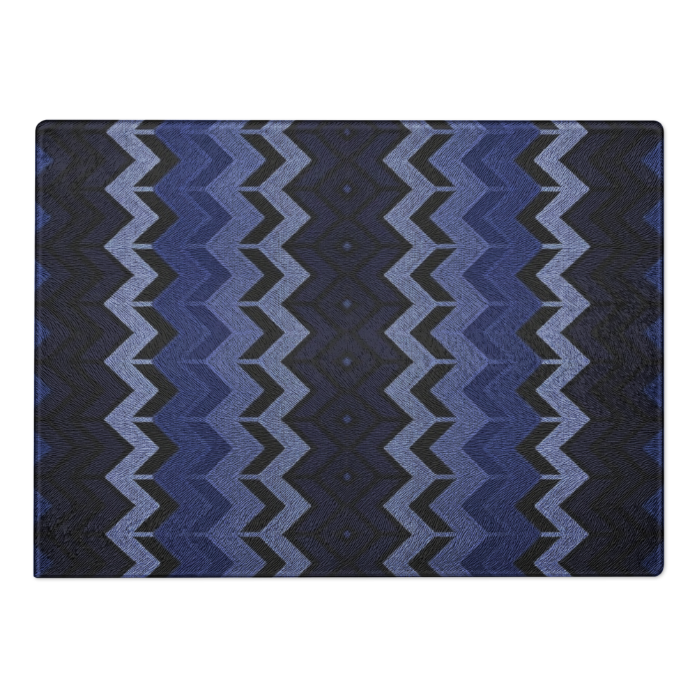 Classic Blue Chevron Pattern Glass Cutting & Charcuterie Board
