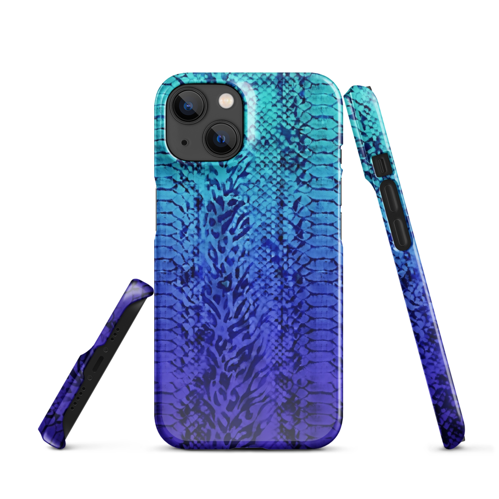 Vibrant Blue Snake Skin & Leopard Print Snap Case for iPhone