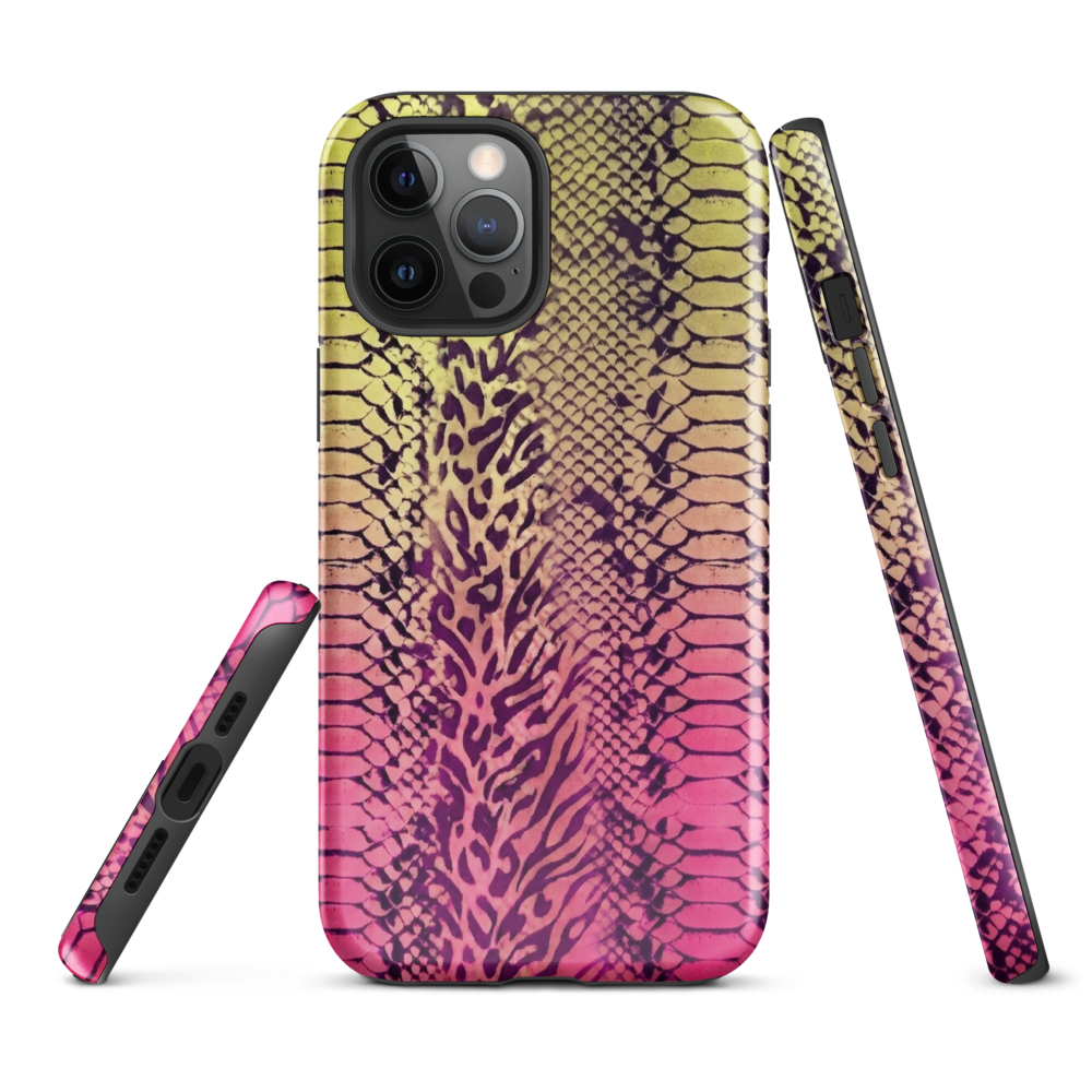 Yellow & Pink Snake Skin & Leopard Print Tough Case for iPhone®