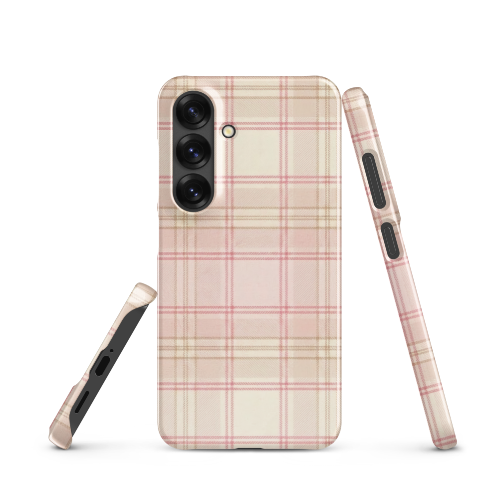 Pink & Cream Plaid Coquette Print Snap Case for Samsung