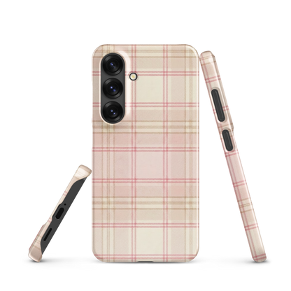 Pink & Cream Plaid Coquette Print Snap Case for Samsung