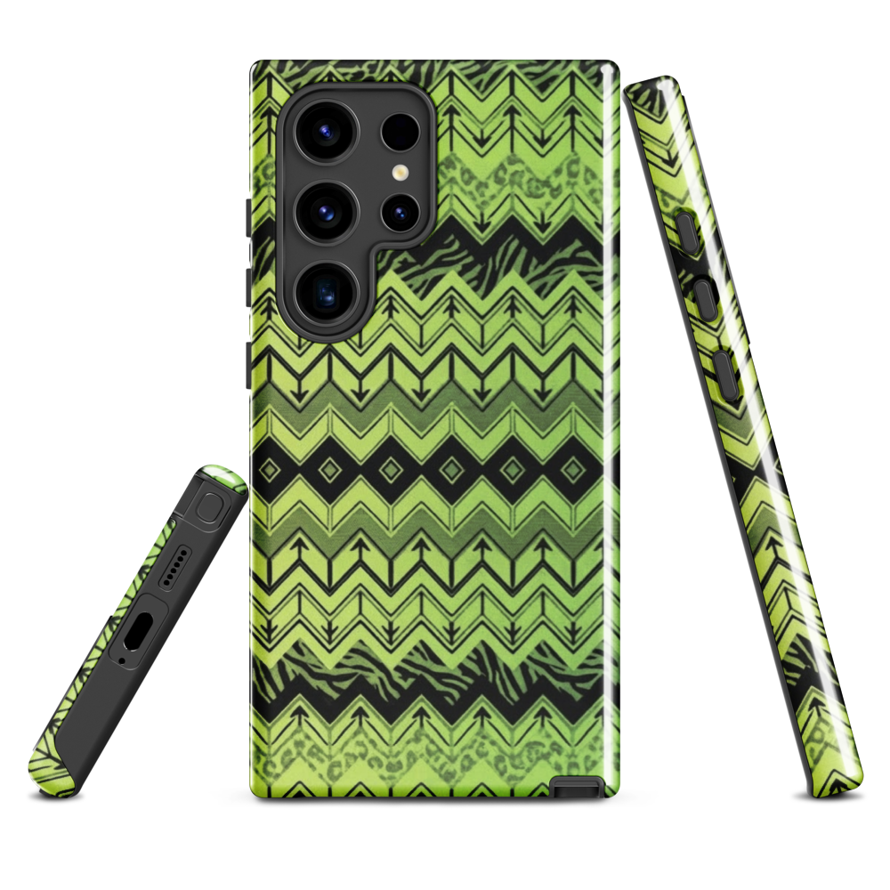 Lime Green Zebra & Leopard Print Chevron Tough Case for Samsung
