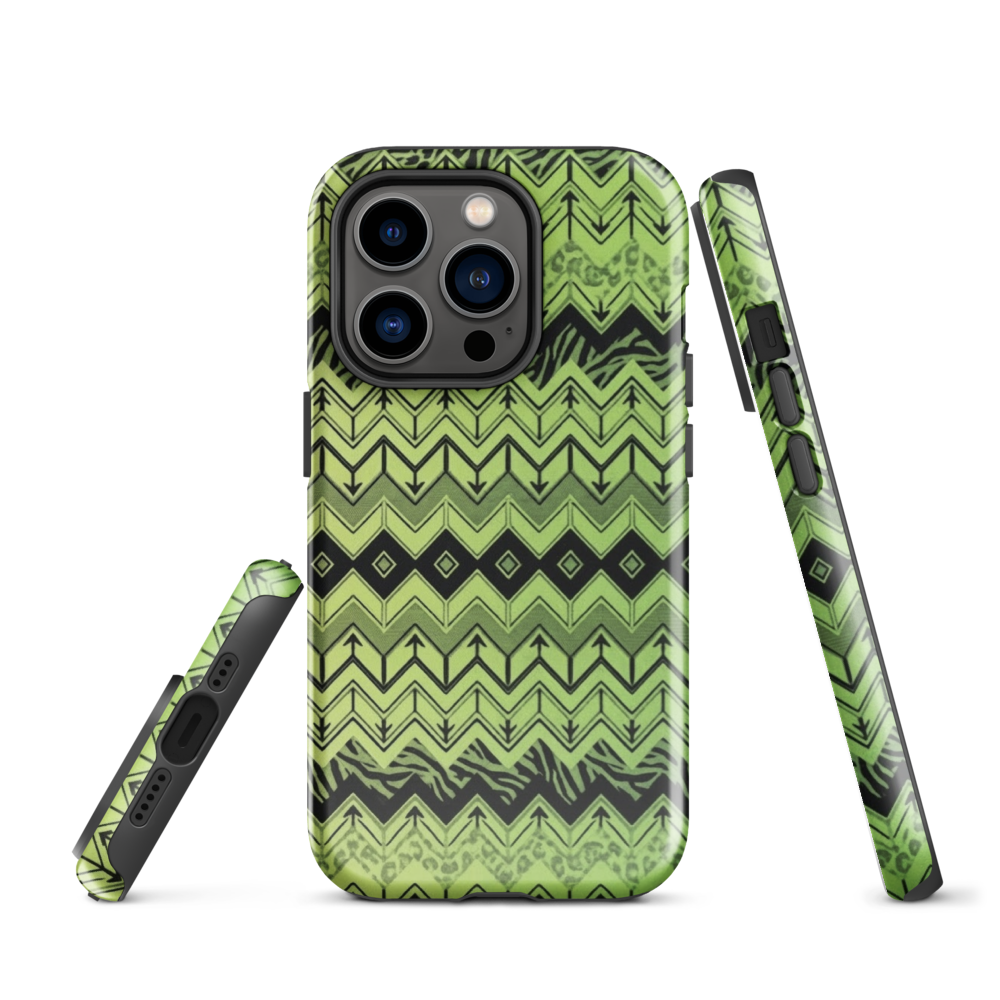 Lime Green Chevron Zebra & Leopard Print Tough Case for iPhone®