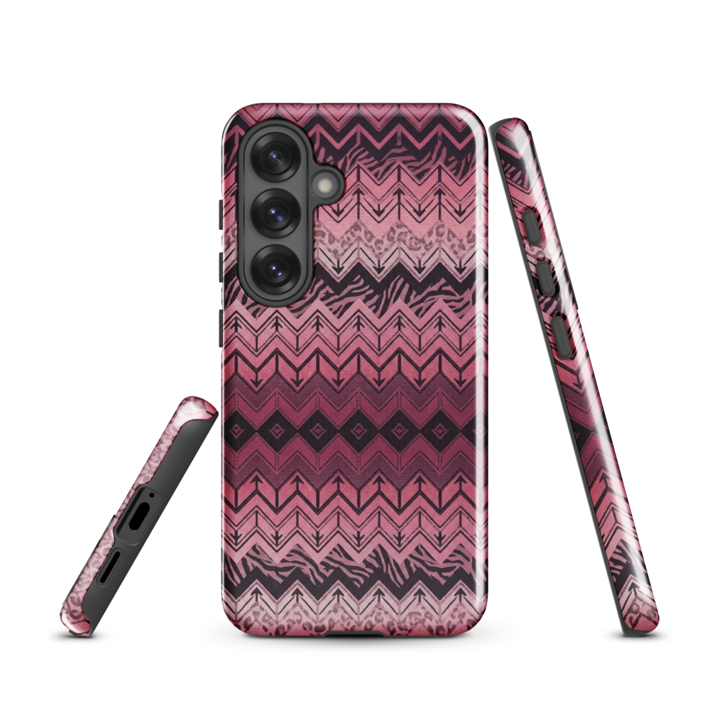 Pink Chevron Pattern Leopard & Zebra Print Tough Case for Samsung