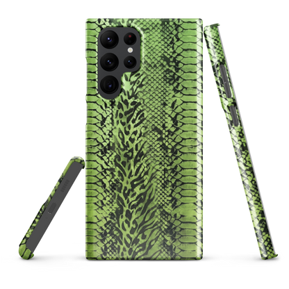 Green Snake Skin & Leopard Print Snap Case for Samsung