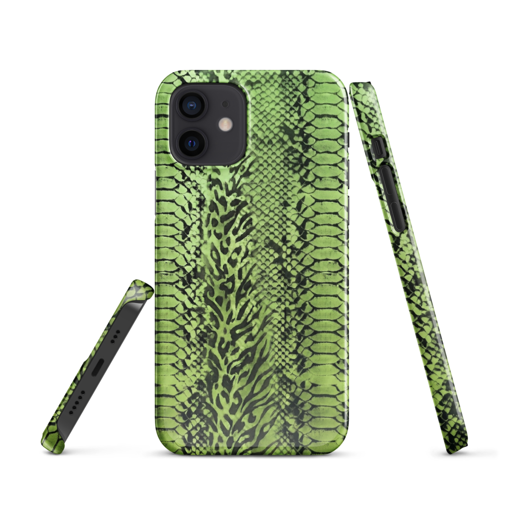 Green Snake Leopard & Zebra Print Snap Case for iPhone