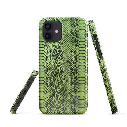 Green Snake Leopard & Zebra Print Snap Case for iPhone