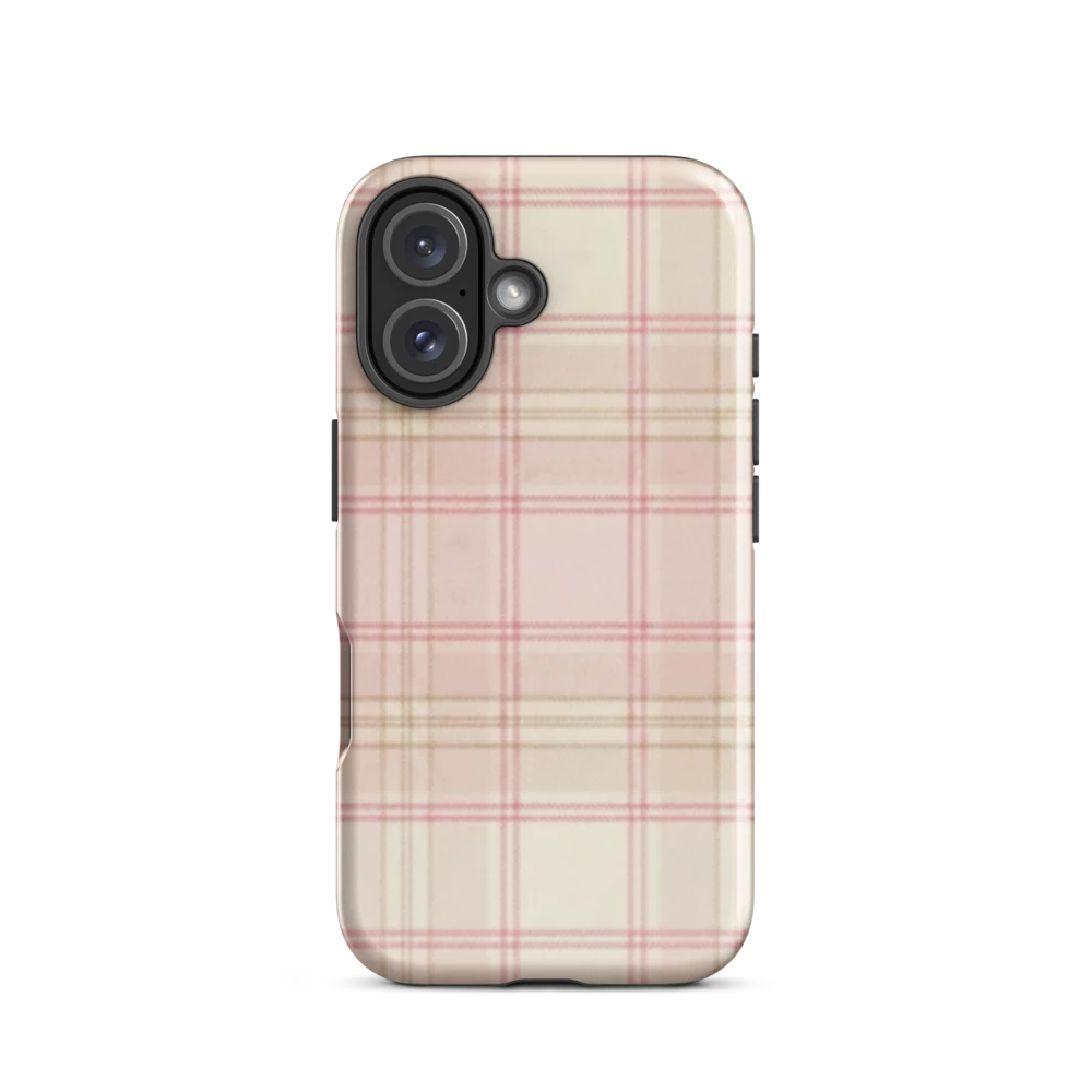 Pink & Cream Plaid Coquette Print Tough Case for iPhone®
