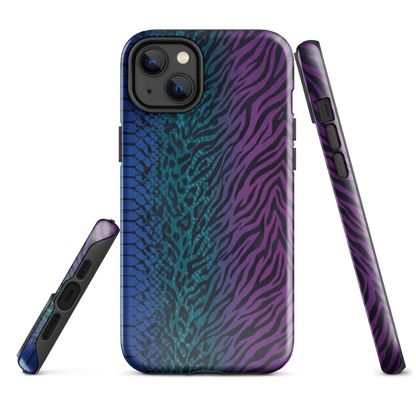 Blue to Purple Dark Snake Zebra & Leopard Print Tough Case for iPhone®