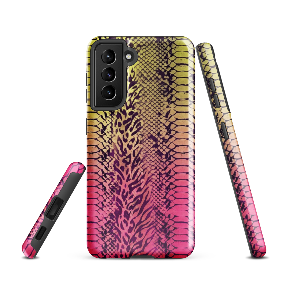 Yellow & Pink Snake Skin & Leopard Print Tough Case for Samsung