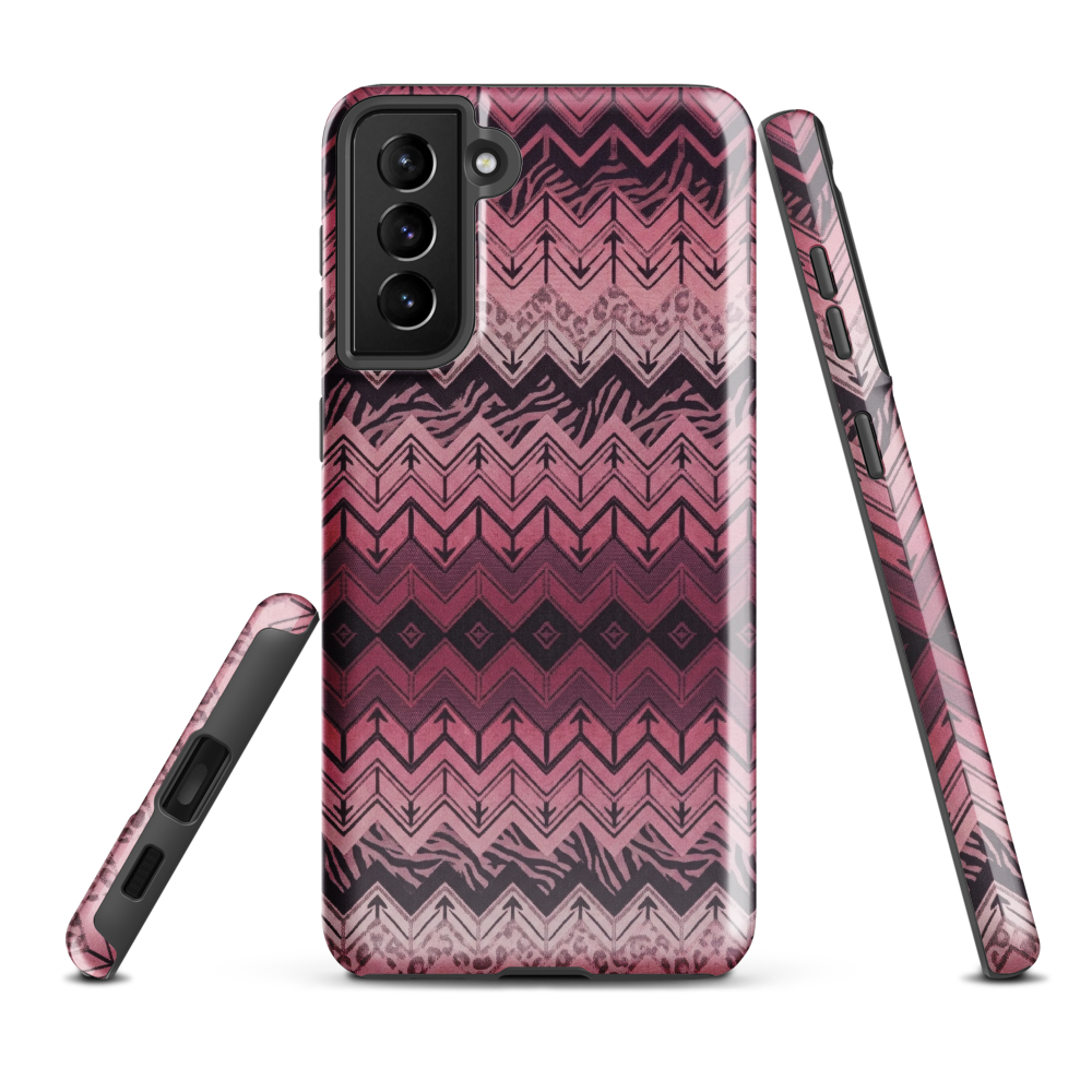 Pink Chevron Pattern Leopard & Zebra Print Tough Case for Samsung