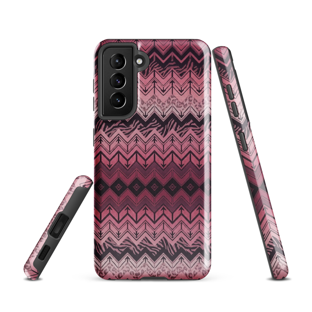 Pink Chevron Pattern Leopard & Zebra Print Tough Case for Samsung