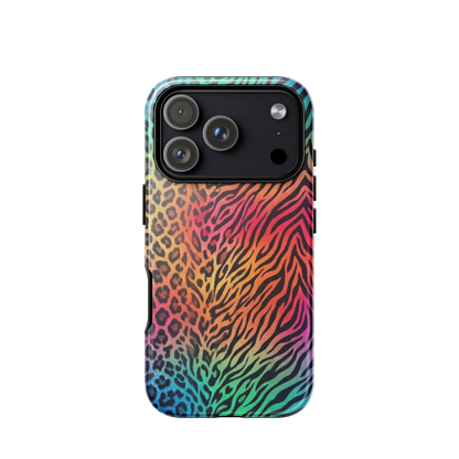 Vibrant Rainbow Zebra & Leopard Print Tough Case for iPhone®