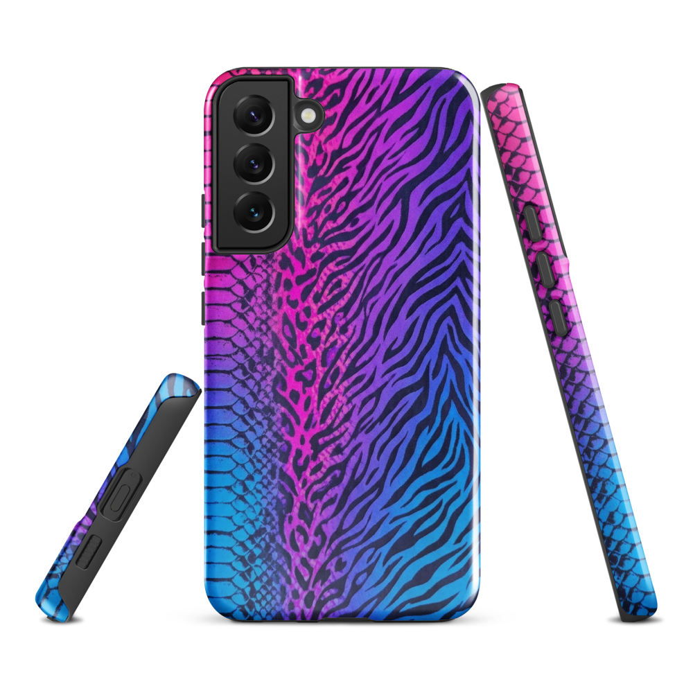 Hot Pink & Blue Snake Skin Zebra & Leopard Print Tough Case for Samsung