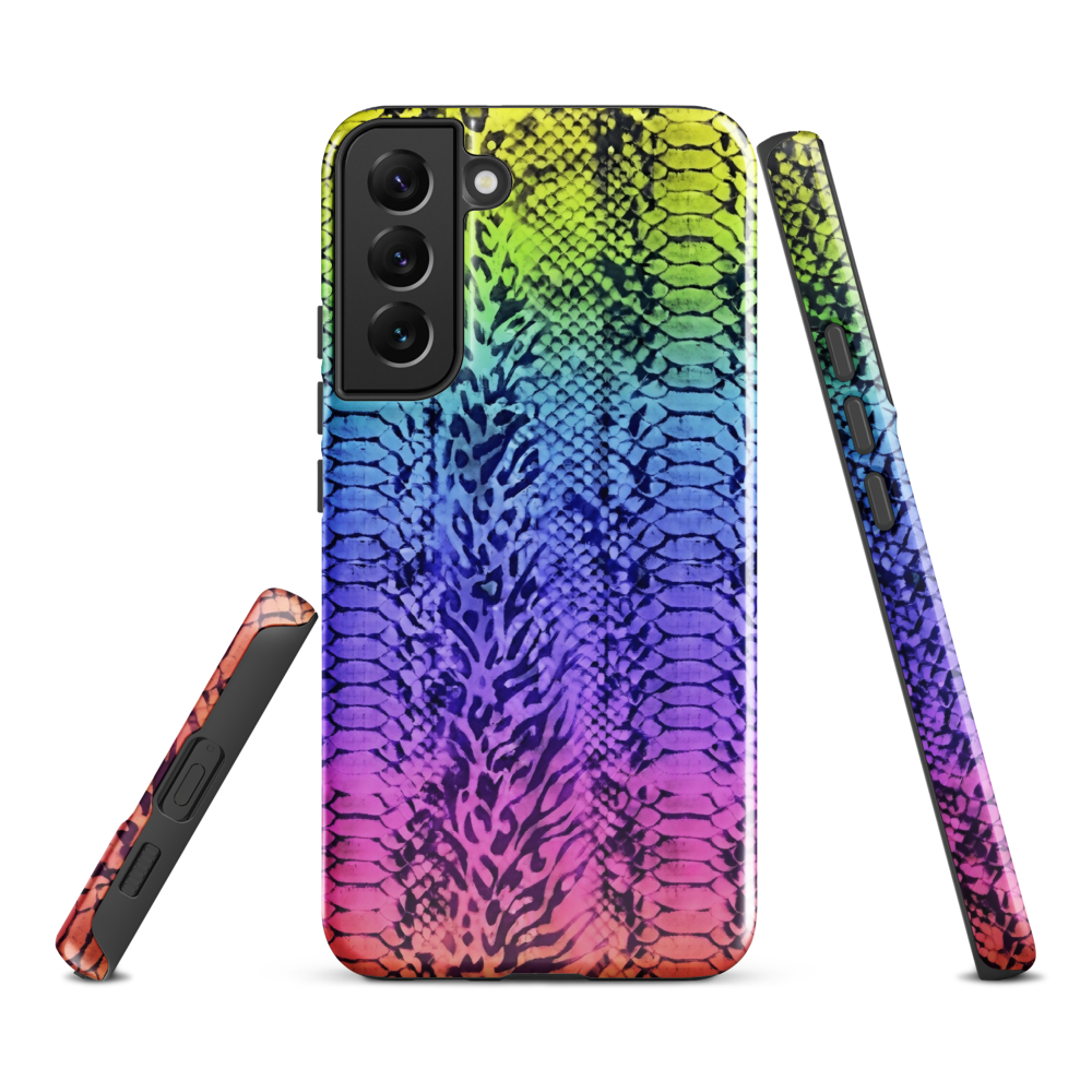 Vibrant Rainbow Snake Skin & Leopard Print Tough Case for Samsung