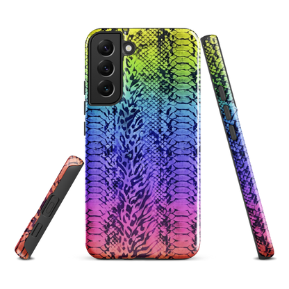 Vibrant Rainbow Snake Skin & Leopard Print Tough Case for Samsung