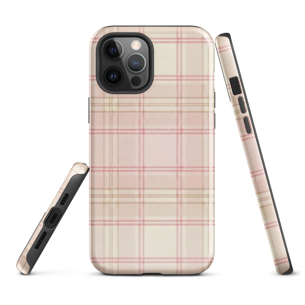 Pink & Cream Plaid Coquette Print Tough Case for iPhone®