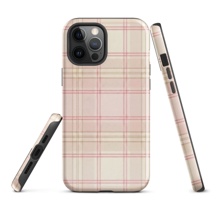 Pink & Cream Plaid Coquette Print Tough Case for iPhone®