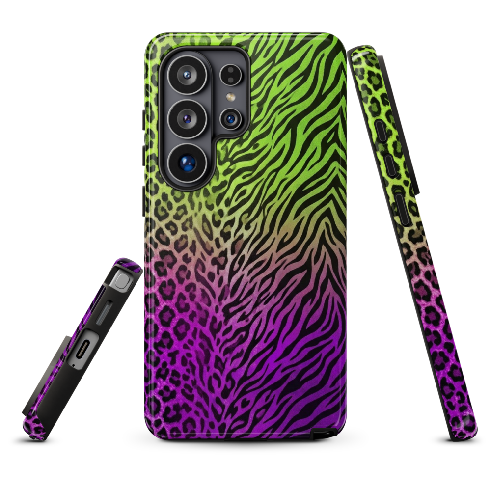 Neon Green & Purple Zebra & Leopard Print Tough Case for Samsung