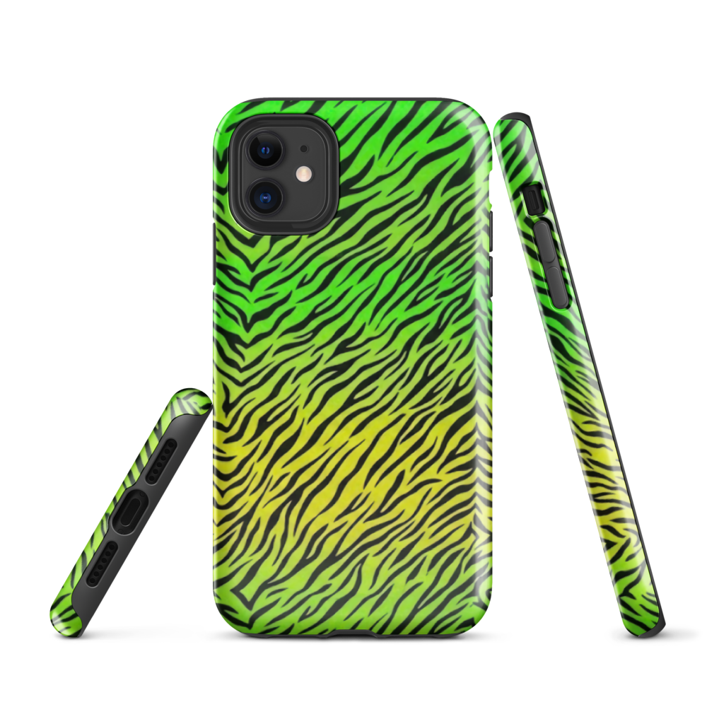 Green & Yellow  Zebra Print Tough Case for iPhone®
