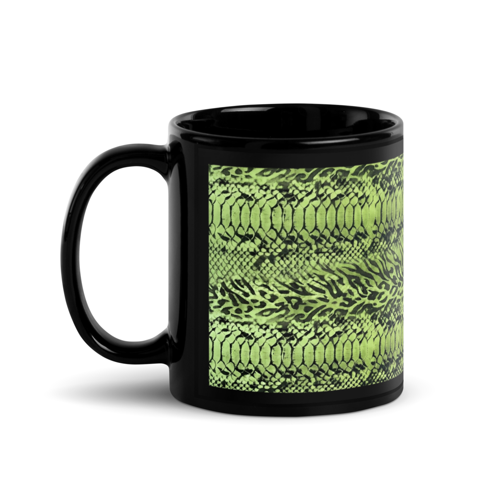 Neon snake skin & leopard print Black Glossy Mug