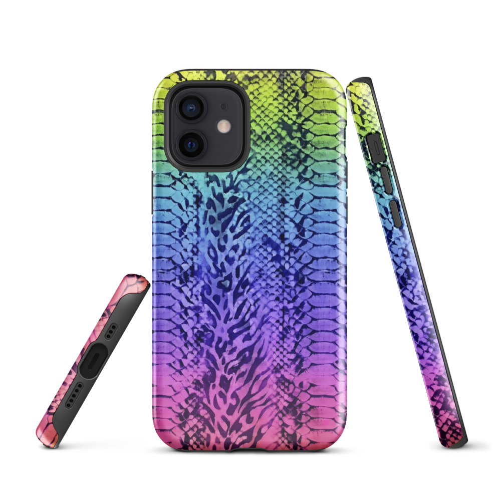 Neon Rainbow Snake Skin & Leopard Print Tough Case for iPhone®