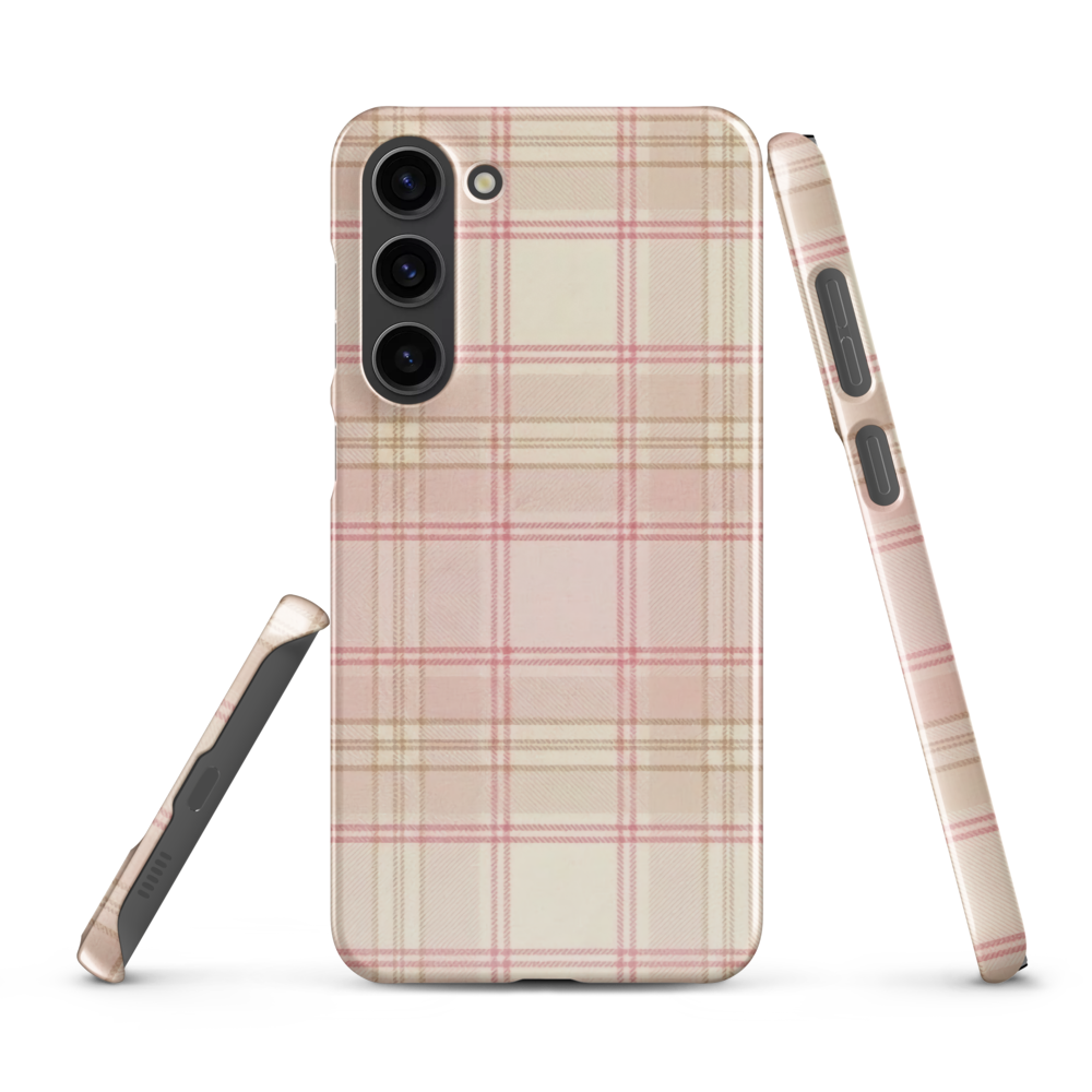 Pink & Cream Plaid Coquette Print Snap Case for Samsung