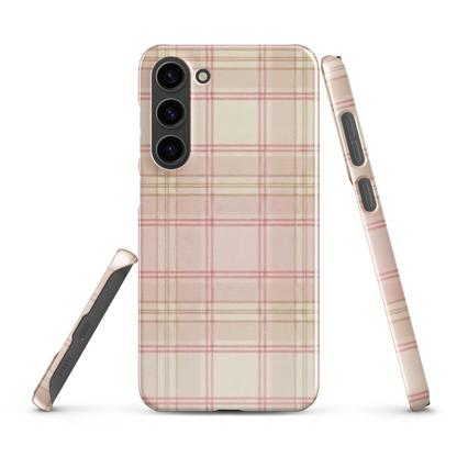 Pink & Cream Plaid Coquette Print Snap Case for Samsung