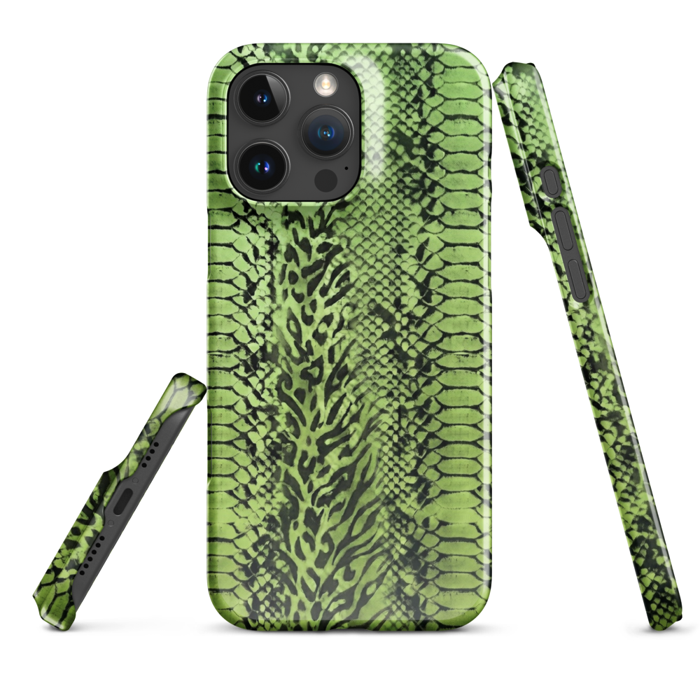 Green Snake Leopard & Zebra Print Snap Case for iPhone