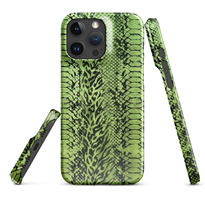 Green Snake Leopard & Zebra Print Snap Case for iPhone