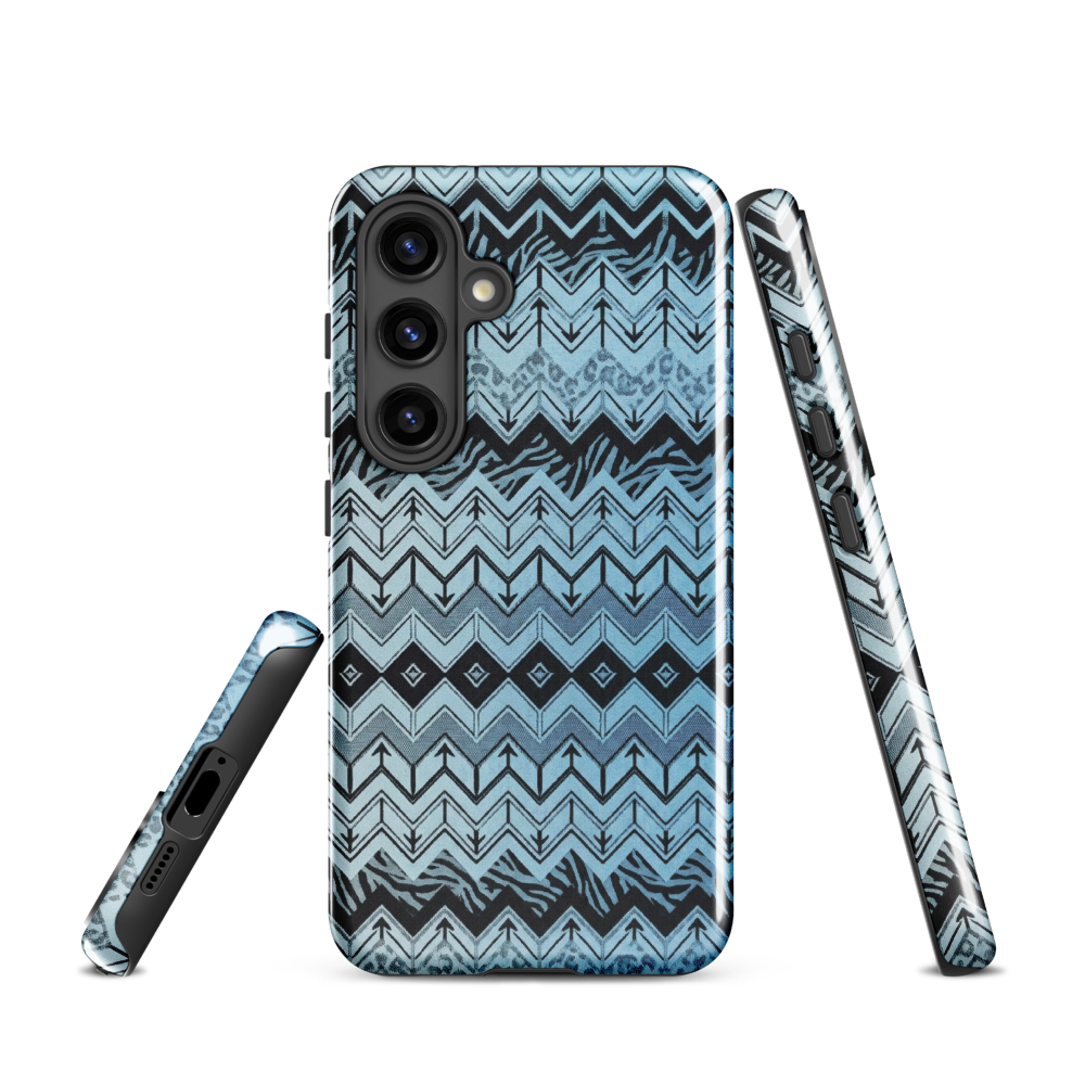 Blue Chevron Pattern Leopard & Zebra Print Tough Case for Samsung