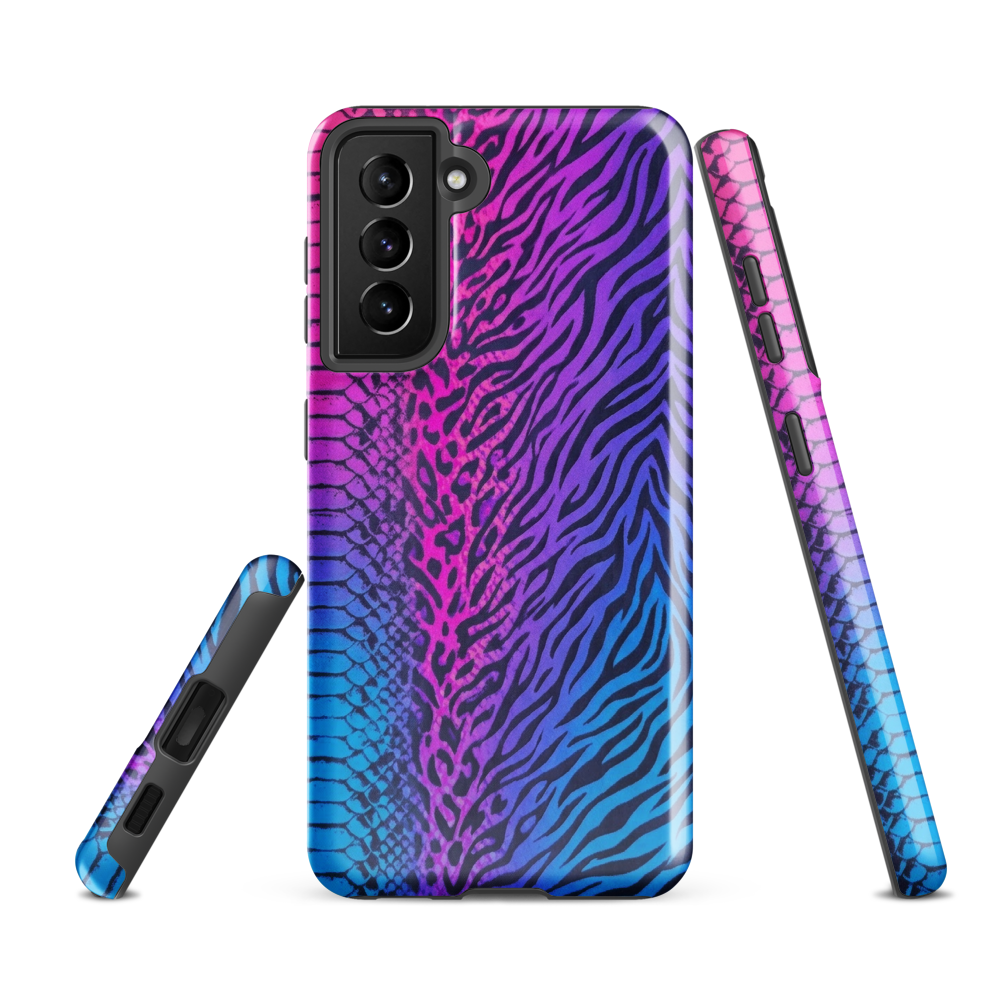 Hot Pink & Blue Snake Skin Zebra & Leopard Print Tough Case for Samsung