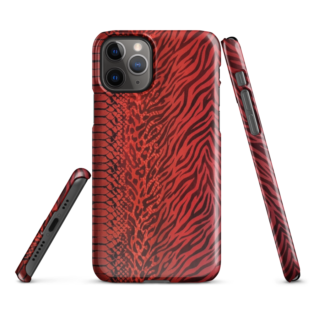Red Zebra Snake & Leopard Print Snap Case for iPhone