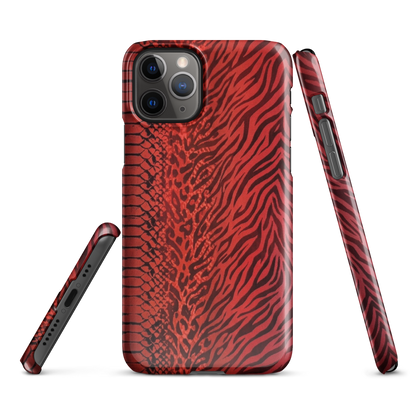 Red Zebra Snake & Leopard Print Snap Case for iPhone