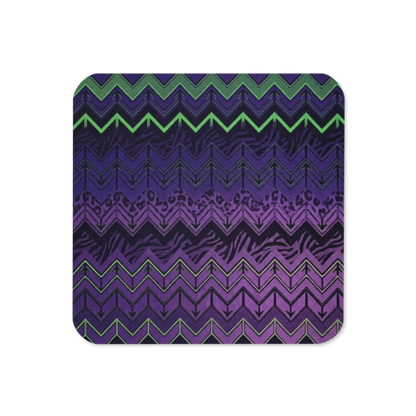 Halloween Edition Purple & Green Chevron Pattern Cork-Back Coaster