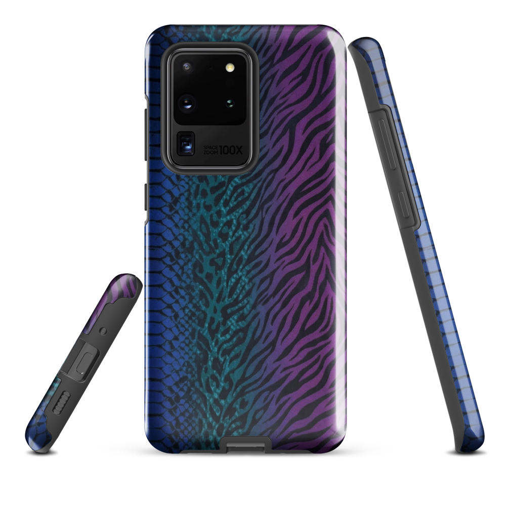 Blue to Purple Dark Snake Zebra & Leopard Print Tough Case for Samsung