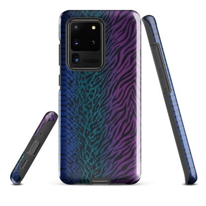 Blue to Purple Dark Snake Zebra & Leopard Print Tough Case for Samsung