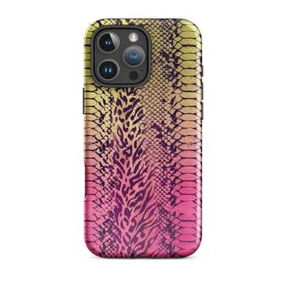 Yellow & Pink Snake Skin & Leopard Print Tough Case for iPhone®