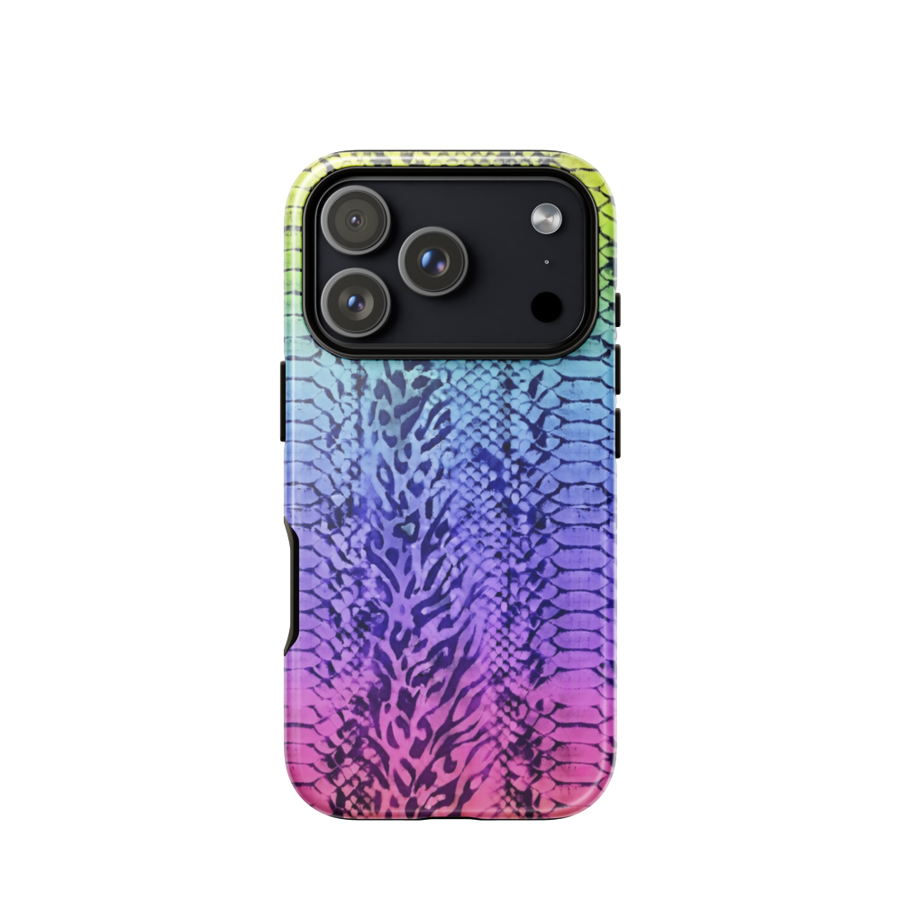 Neon Rainbow Snake Skin & Leopard Print Tough Case for iPhone®