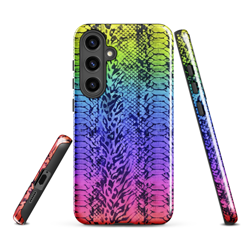 Vibrant Rainbow Snake Skin & Leopard Print Tough Case for Samsung