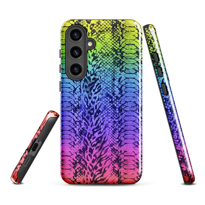 Vibrant Rainbow Snake Skin & Leopard Print Tough Case for Samsung